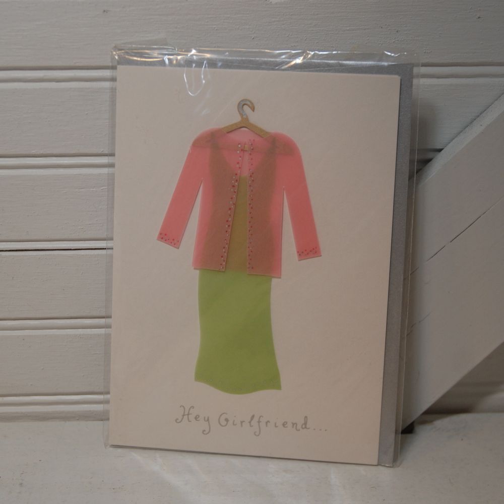 Vintage Y2K 3D Greeting Card Meri Meri "Hey Girlfriend" New Unopened 5x7"